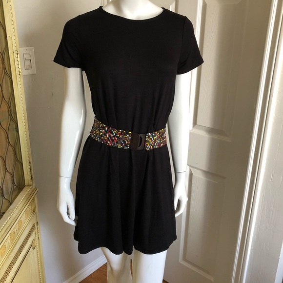 New Black Flowy Casual Tunic Dress Multipurpose - Picture 3 of 5